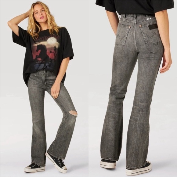 Wrangler Westward 626 Bootcut Flare Jeans Lava Stone Gray Acid Wash Black - Picture 1 of 9